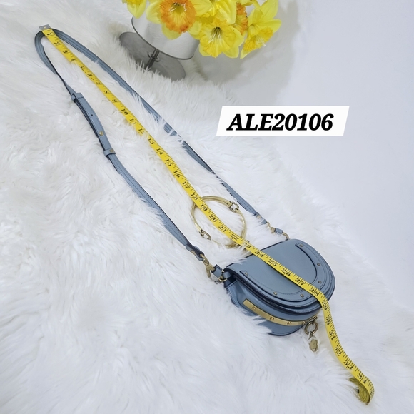 Chloe Light Blue Crossbody Bag with Gold Accents - Picture 5 of 13